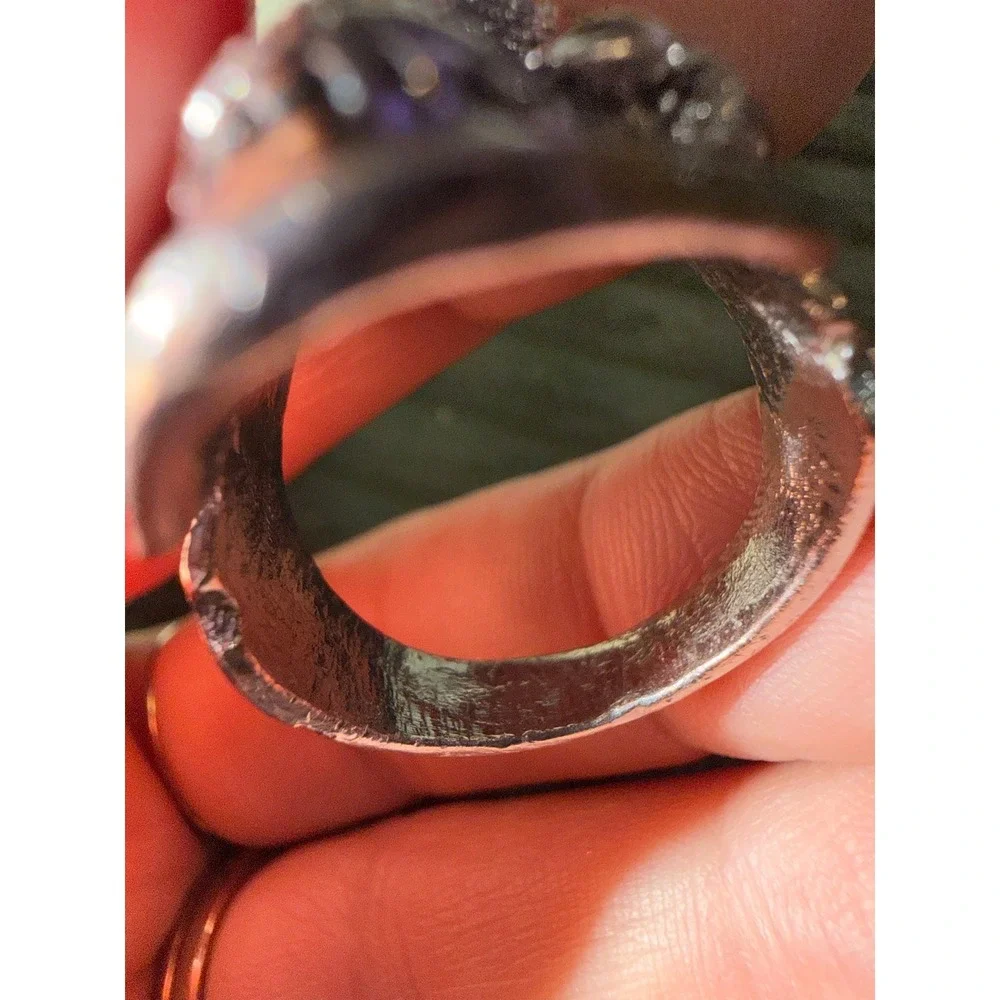 Gothic Skull Ring Silver Tone Punk Biker Statement Ring Size:‎ 9.75